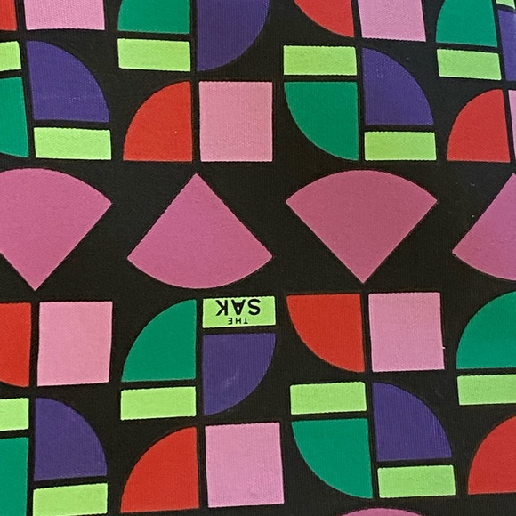 The SAK Shoulder Bag Purse Multi Color Geometric Logo Adjustable Strap Zip - Picture 10 of 14